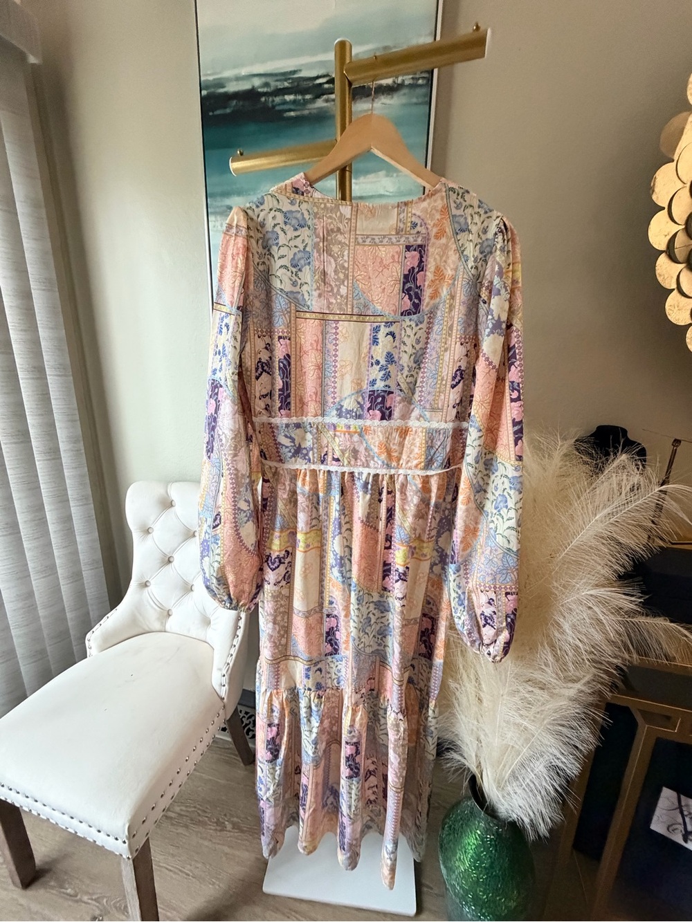 NWT Petal & Pup Ariella Maxi Dress Large Patchwork Boho Floral Cottagecore - Picture 8 of 10